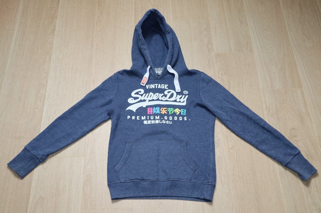 Superdry dames hoodie vest ZGAN Maat S (Blauw), Ophalen of Verzenden, Zo goed als nieuw, Maat 36 (S), Superdry