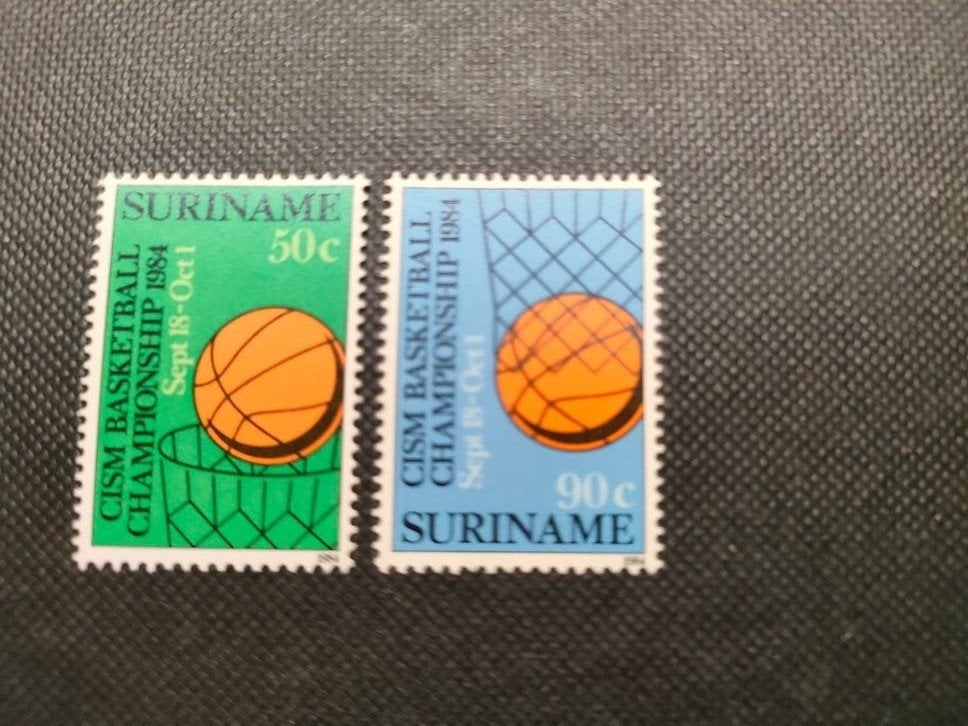 Suriname CISM Basketbal Kampioenschap 1984 postzegels, Ophalen of Verzenden, Postfris