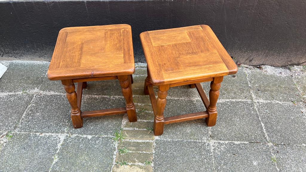 Tafel bijzettafel kruk 38x38 cm 45 cm hoog eiken, Ophalen, Zo goed als nieuw, Hout