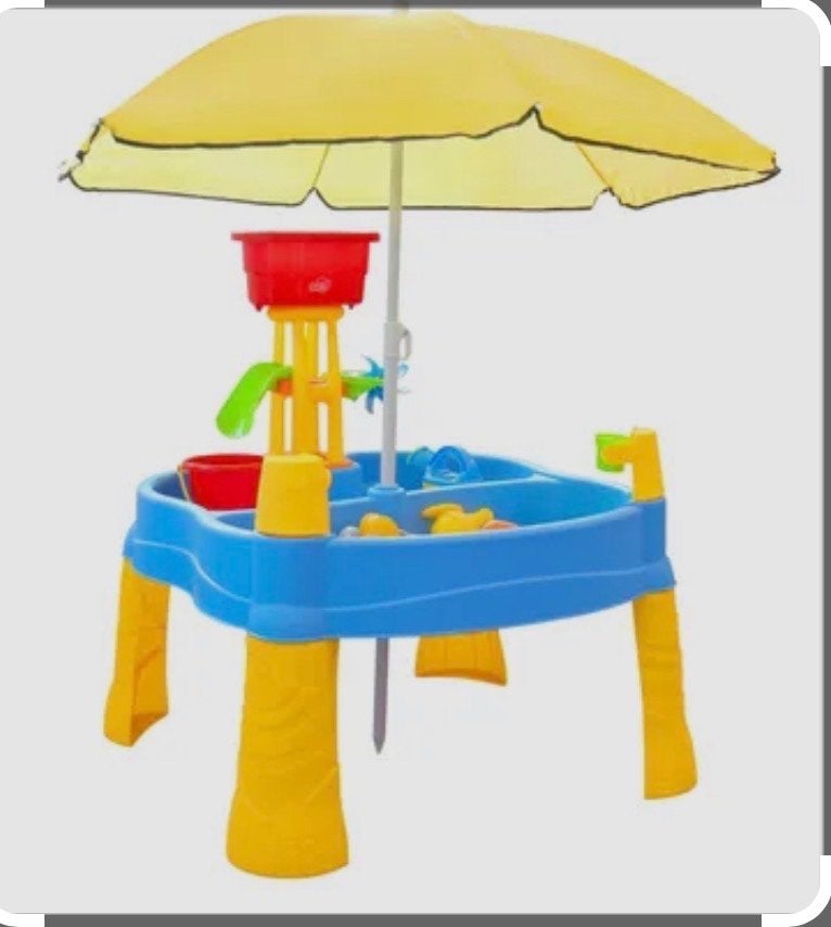 Zand- en watertafel met parasol voor kinderen, Ophalen, Gebruikt