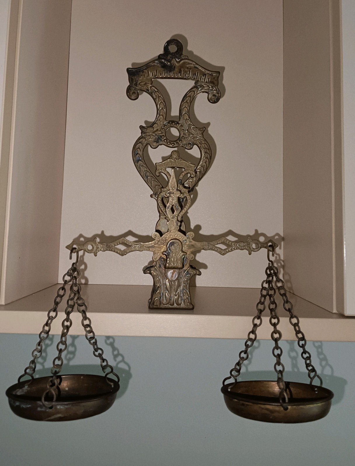 Antiek messing weegschaaltje - Decoratief, Ophalen of Verzenden, Koper