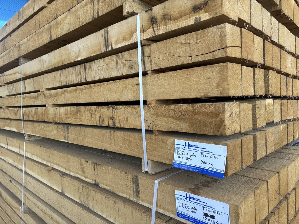 10x10 cm 100x100 mm fijnbezaagde eiken palen qp1, Tuin en Terras, Palen, Balken en Planken, Ophalen, Nieuw, Palen