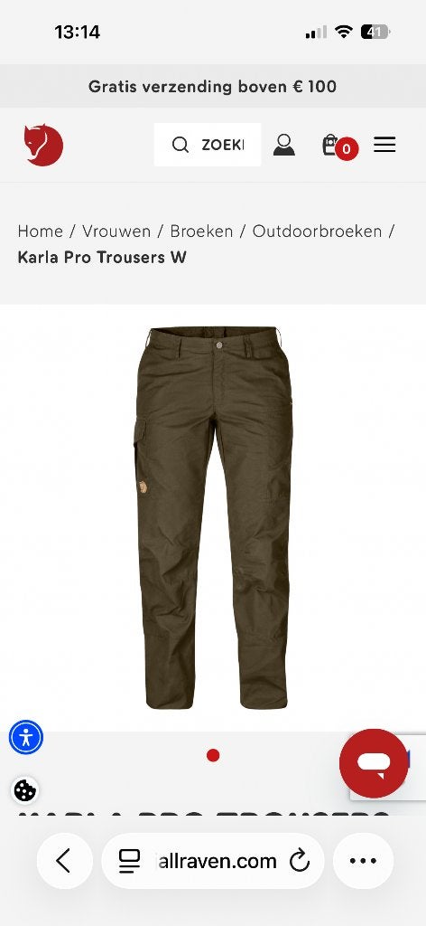 fjallraven Karla  Pro dark olive 36 als nieuw, Ophalen of Verzenden, Zo goed als nieuw, Maat 36 (S), Lang