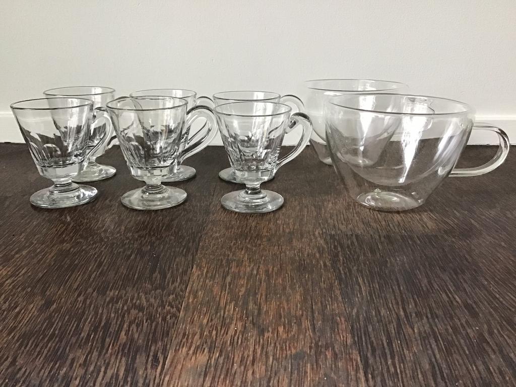 6 espresso kopjes + 2 dubbelwandige cappuccino koppen, Ophalen of Verzenden, Overige stijlen, Kop(pen) en/of Schotel(s), Glas