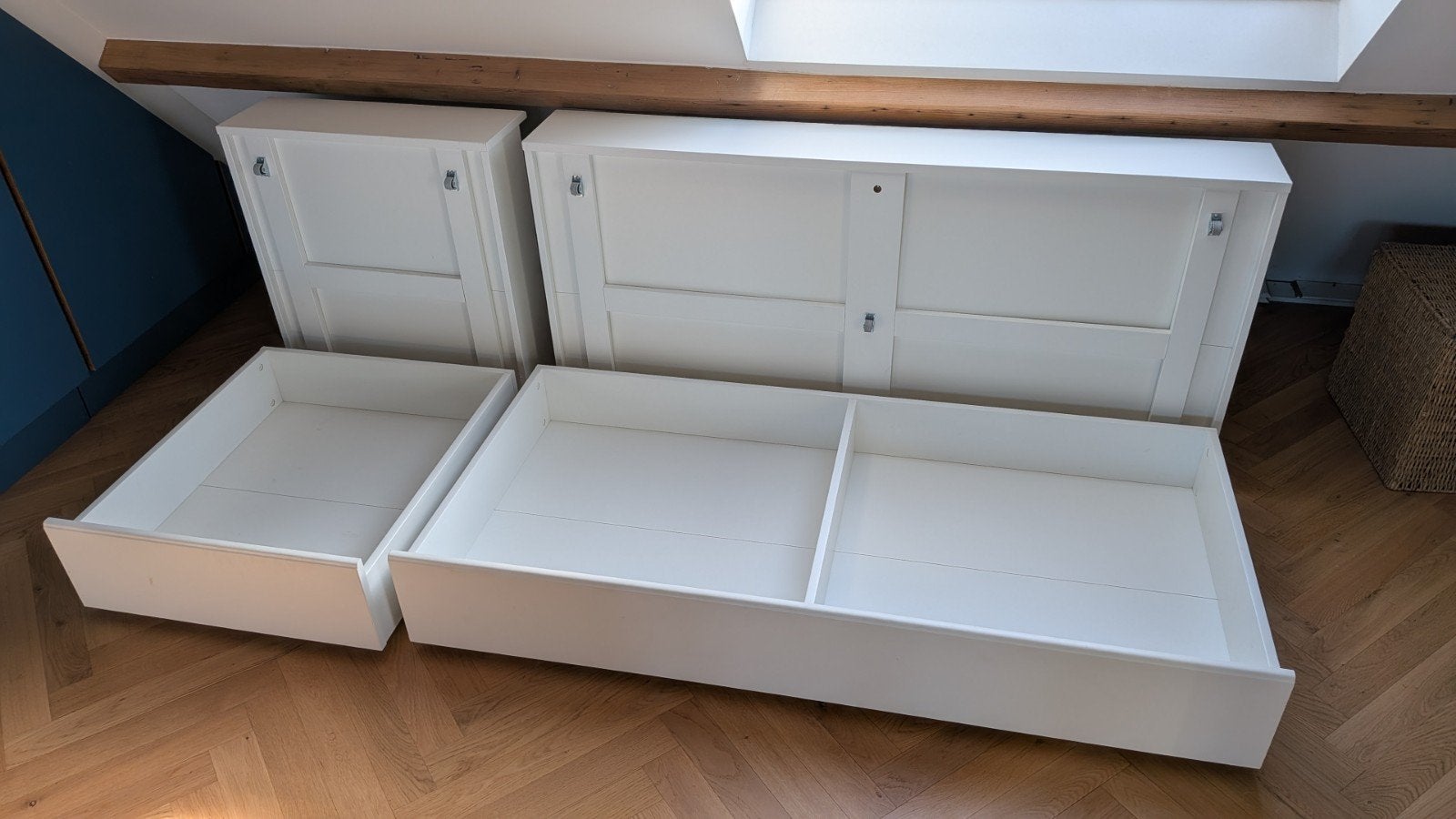 IKEA bedlades, Ophalen, 70 cm of minder, Wit, Tweepersoons