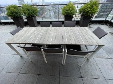uitschuifbare tuintafel met 8 stoelen, Ophalen, Gebruikt, 8 zitplaatsen, Tuinset