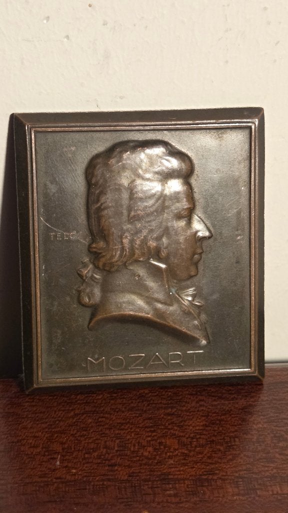 Brons Mozart Plaquette Telcs 1924, Antiek en Kunst, Ophalen of Verzenden