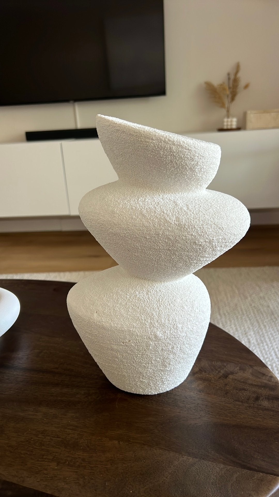 H&M Home assymetrische vaas Japandi, Ophalen, Zo goed als nieuw, Rechthoekig, Porselein of Keramiek