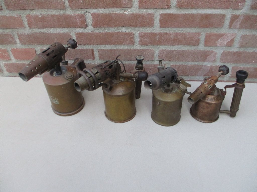 4 Koperen soldeer branders alles in 1 koop., Antiek en Kunst, Ophalen of Verzenden