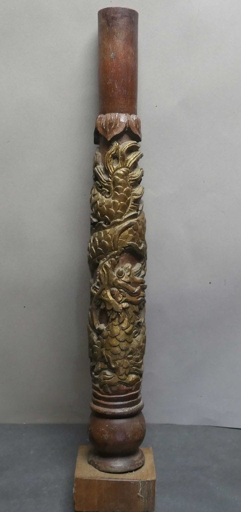 Draak Naga DX6 China tempel pilaar beeld kunst chinees hout, Ophalen of Verzenden