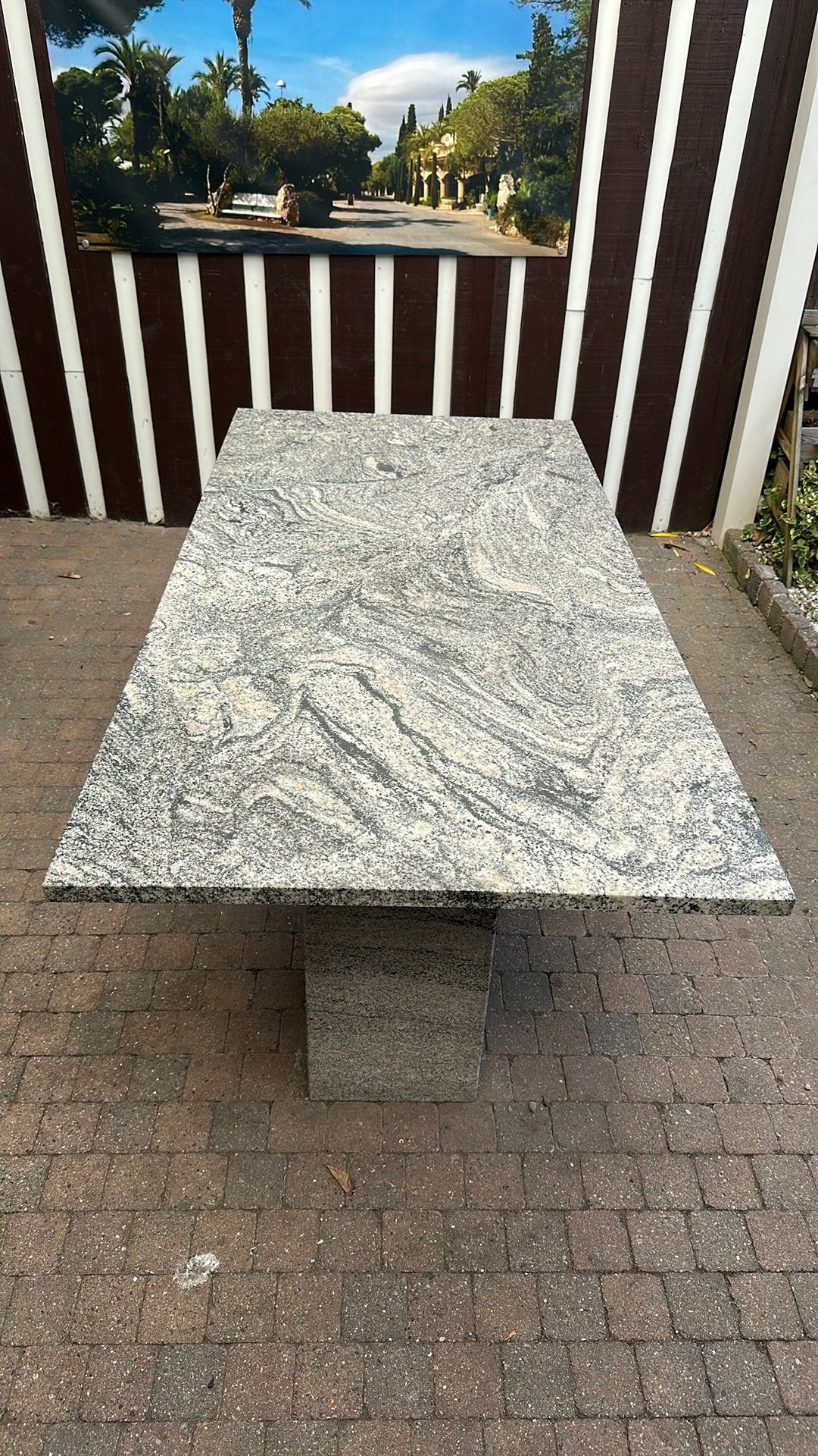 Robuuste granieten tuintafel, Ophalen, Zo goed als nieuw, Rechthoekig, Overige materialen