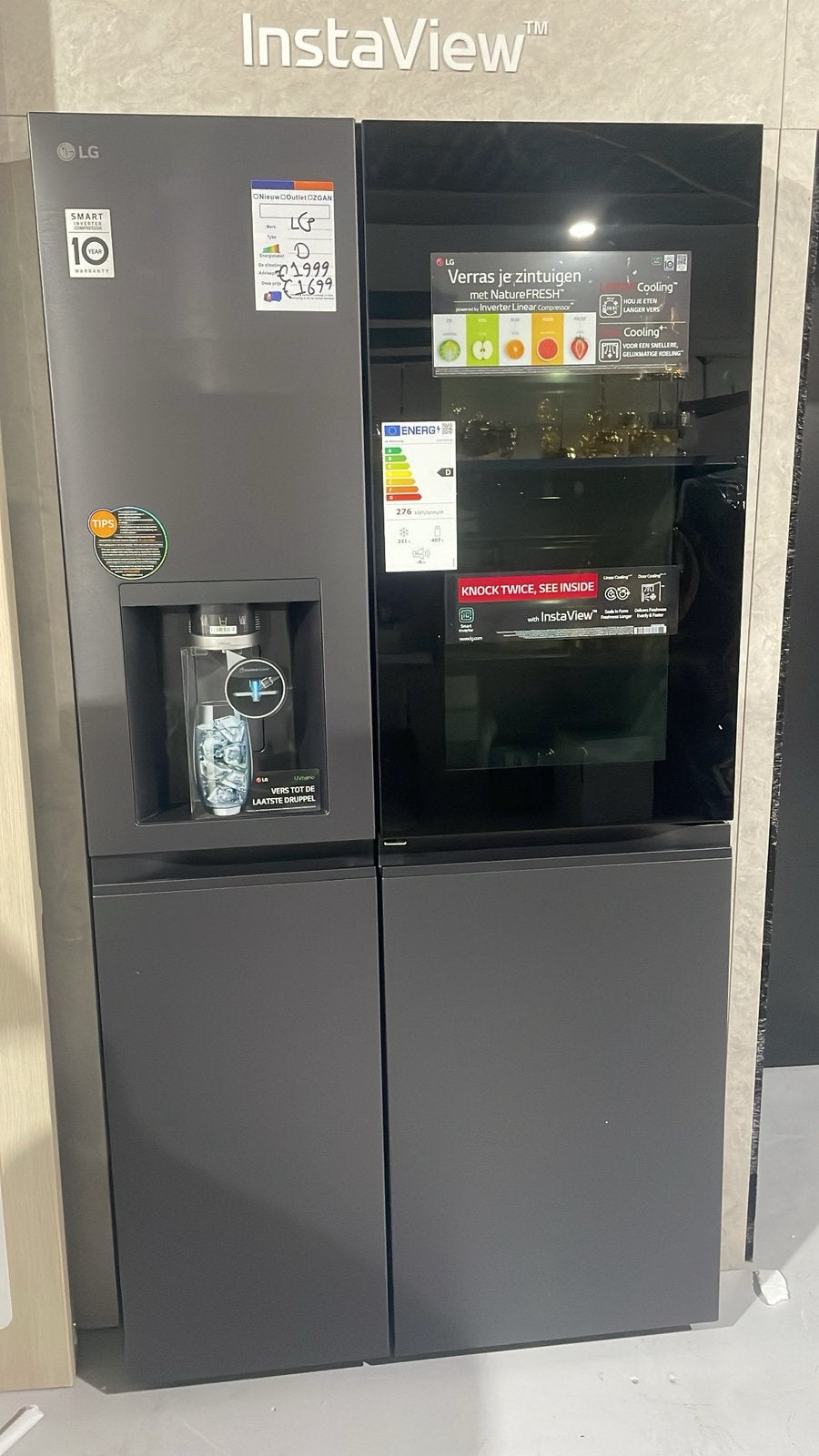 LG Witgoed Koelkast - Gloednieuw met InstaView, Ophalen, 200 liter of meer, 60 cm of meer, Met aparte vriezer
