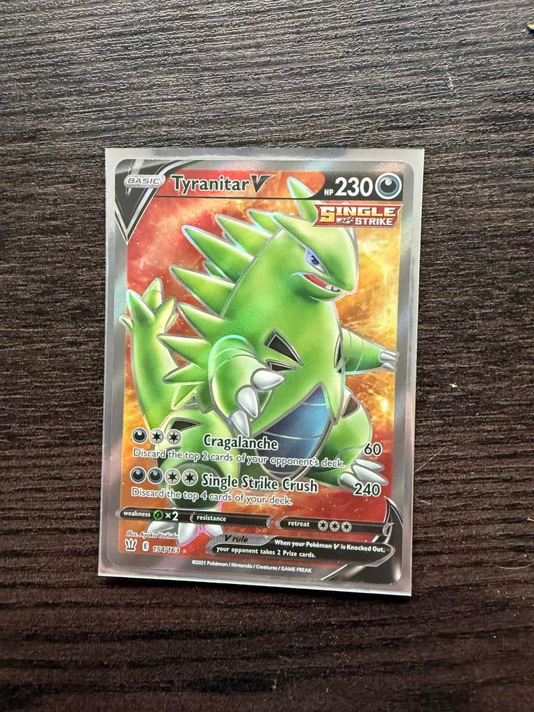 Pokémon Kaart Tyranitar V 154/163 Single Strike, Hobby en Vrije tijd, Verzamelkaartspellen | Pokémon, Nieuw, Losse kaart, Ophalen of Verzenden