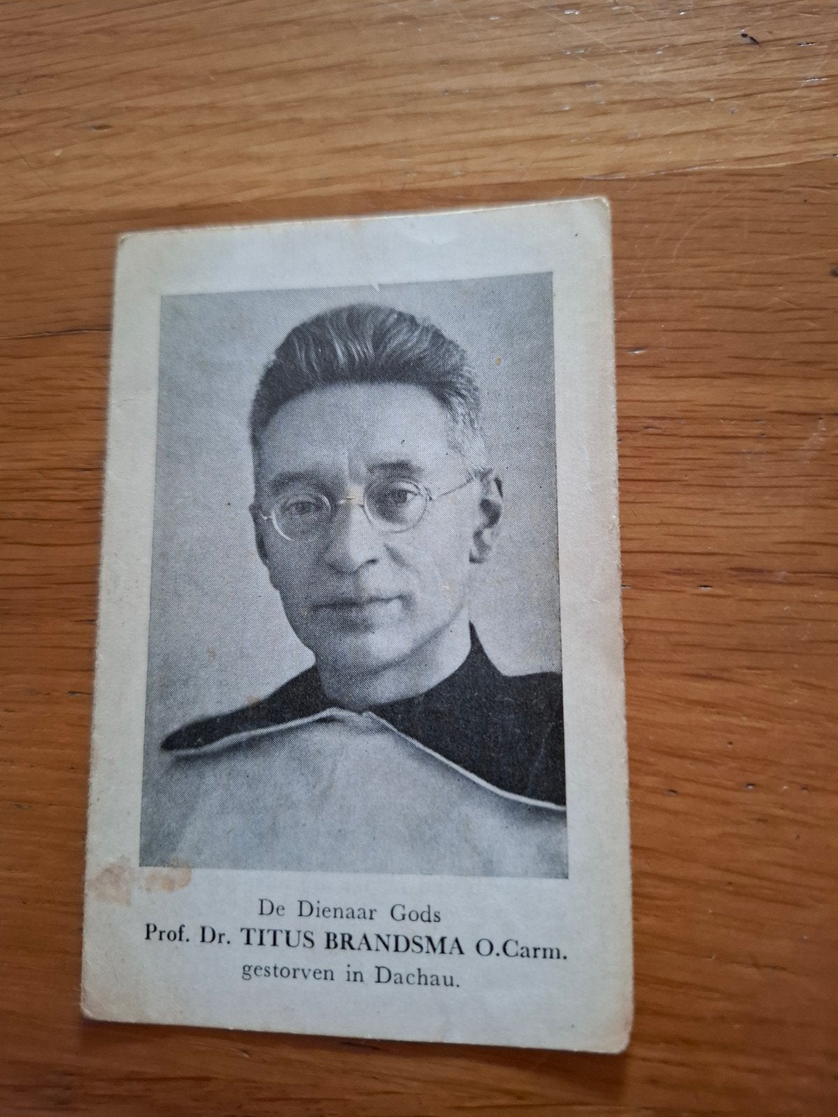 Authentiek bidprentje Pater Titus Brandsma (1952), Ophalen of Verzenden