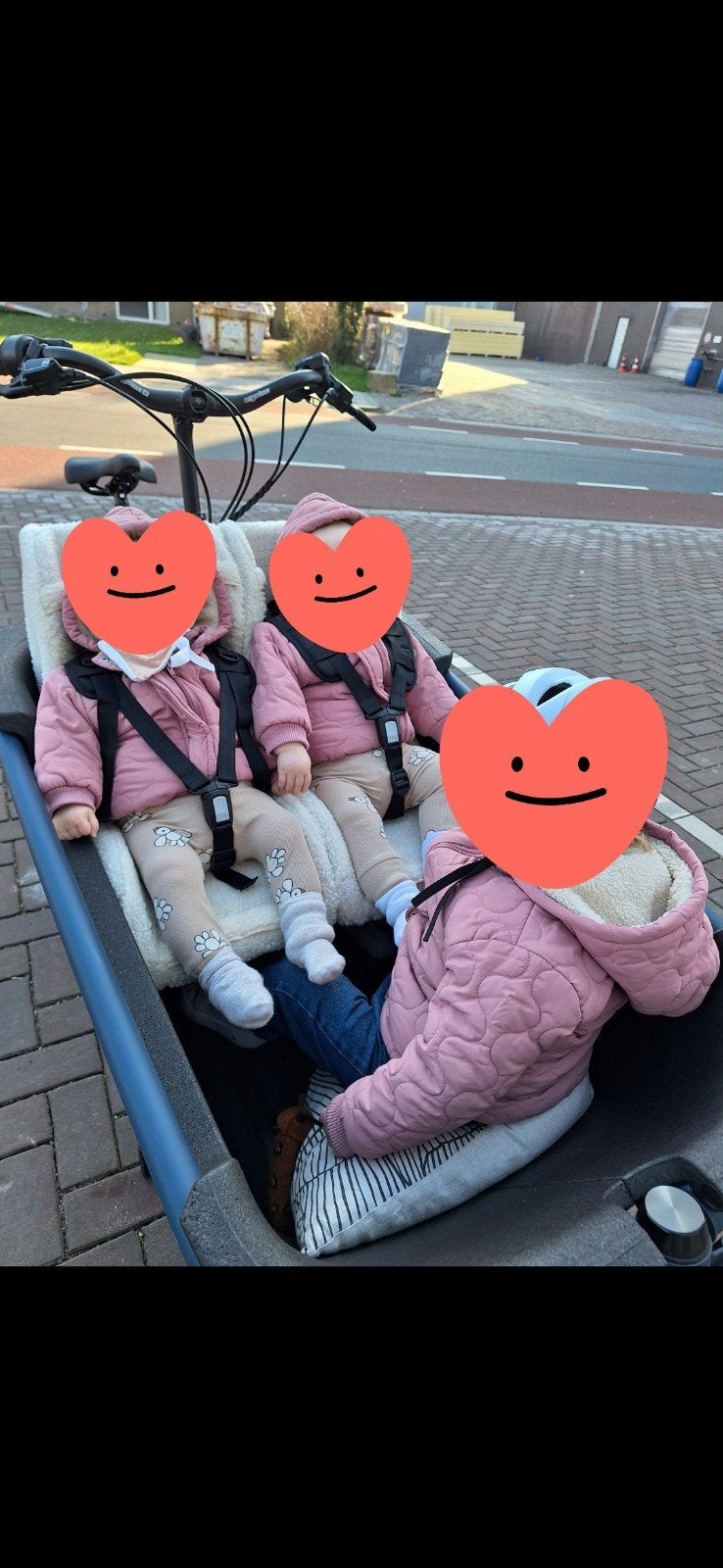 Melia Peuterschalen voor Bakfiets (Tweeling) met teddy hoes, Ophalen, Gebruikt, Achterzitje, Melia