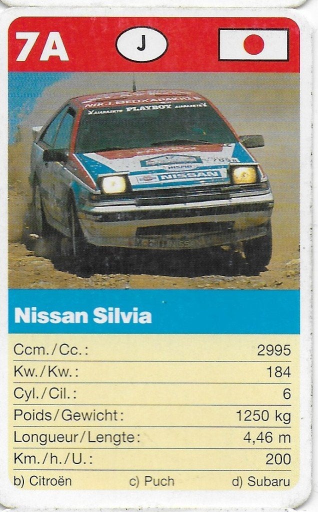 R87 autokaartje 7a nissan silvia, Ophalen of Verzenden, Zo goed als nieuw, Auto's