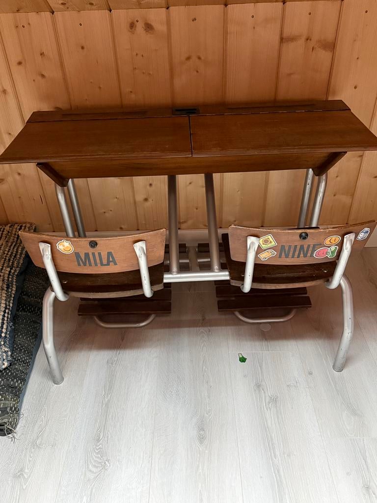 Schoolbank, Kinderen en Baby's, Kinderkamer | Tafels en Stoelen, Ophalen, Gebruikt, Tafel(s) en Stoel(en)