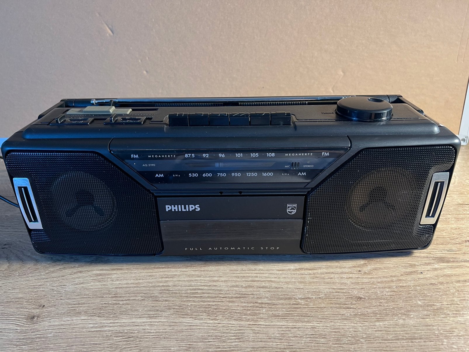 Vintage Philips AQ5190/20 stereo radio-cassetterecorder, Ophalen of Verzenden, Gebruikt, Radio
