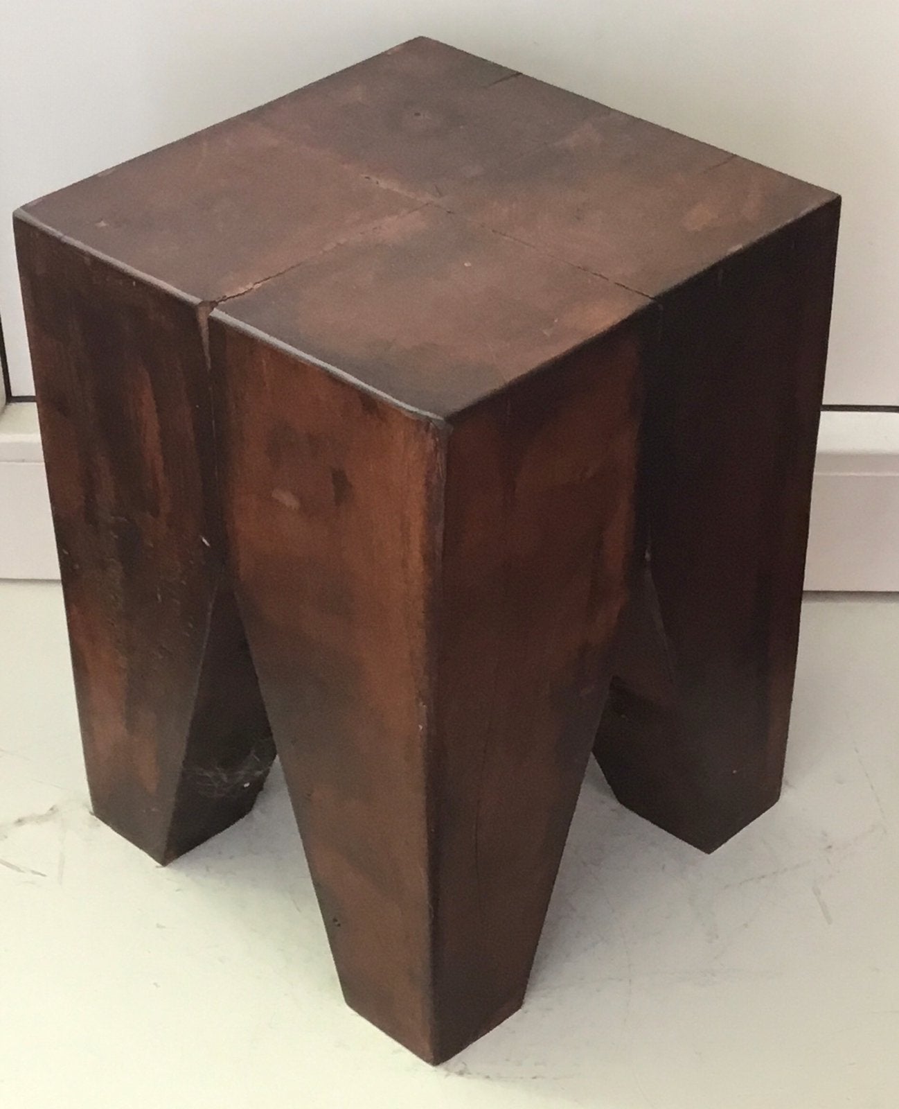 Massief houten Kruk / Bijzettafel, Ophalen