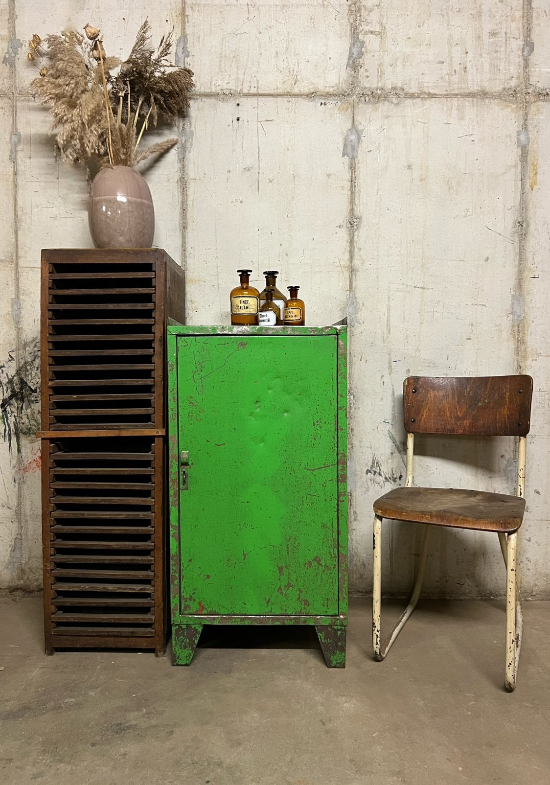 Vintage industriële werkplaats kast, Ophalen