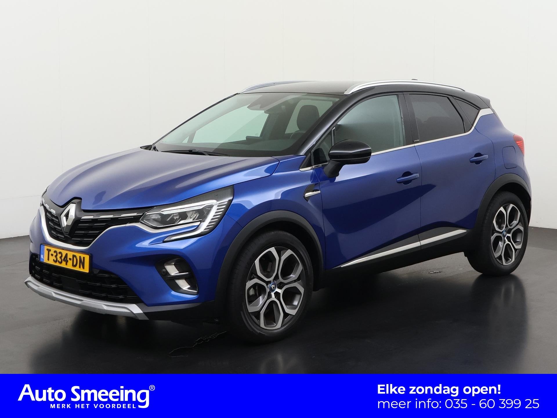 Renault Captur 1.6 E-Tech Plug-in Hybrid 160 Intens | Camera, Auto's, Renault, Stof, Gebruikt, 4 cilinders, Blauw