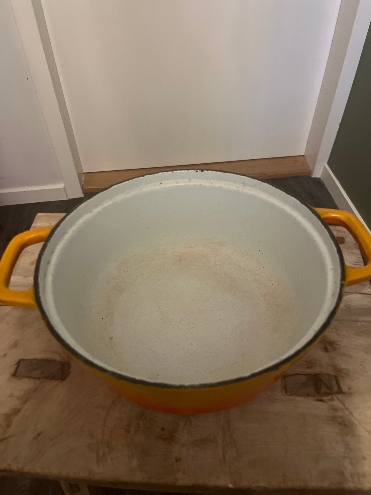 Vintage André Cousances gietijzeren oranje braadpan ovaal, Gebruikt, Overige merken, Braadpan, Gietijzer