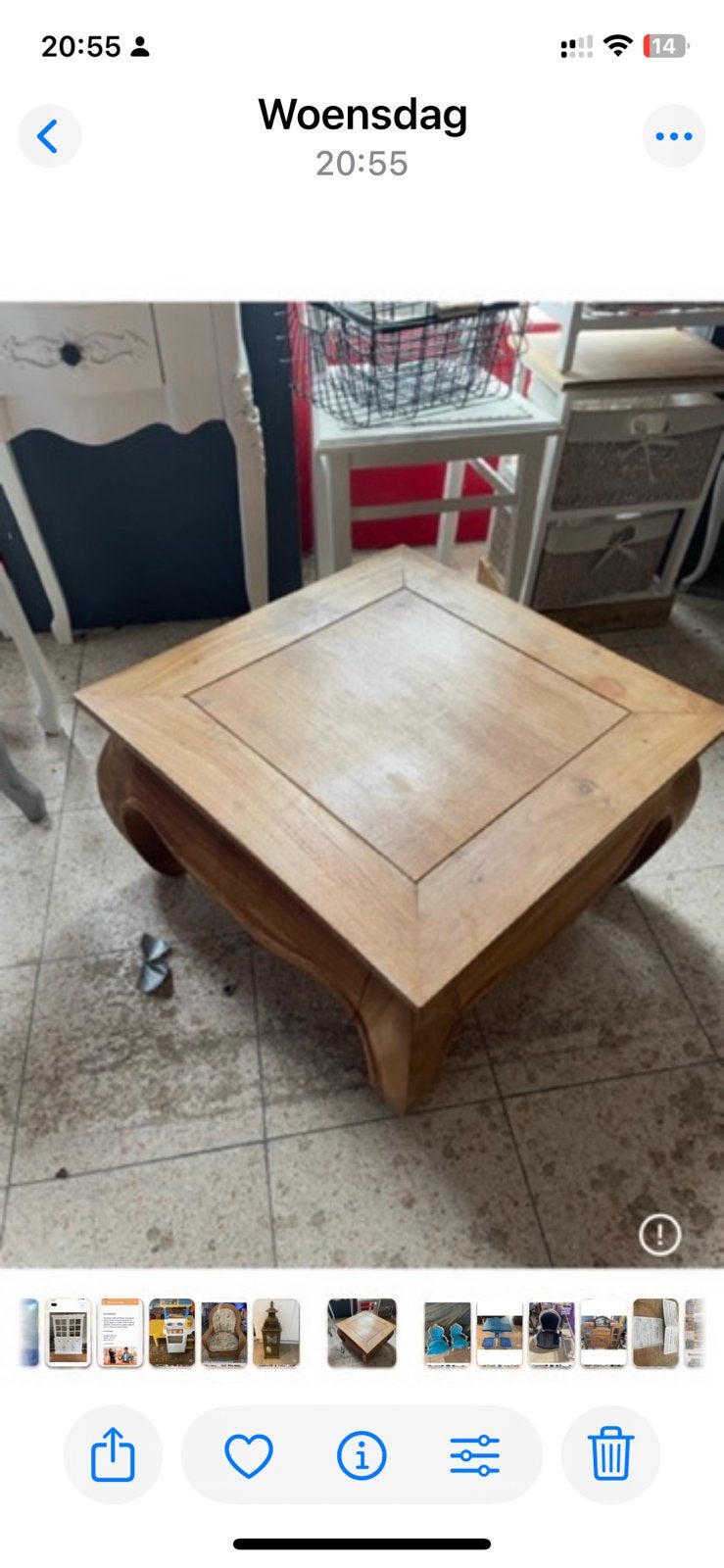 Teak houten tafel, Ophalen, 50 tot 100 cm, Zo goed als nieuw, Vierkant