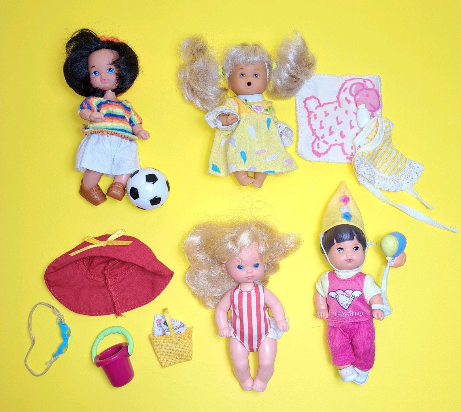 Vintage popjes 3x Mattel en 1x Petra (1988-1996), Verzenden, Zo goed als nieuw, Pop