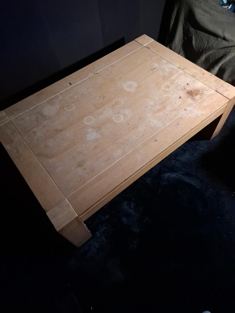 salontafel massief eiken voor krat bier, Gebruikt, 100 tot 150 cm, Minder dan 50 cm, Rechthoekig