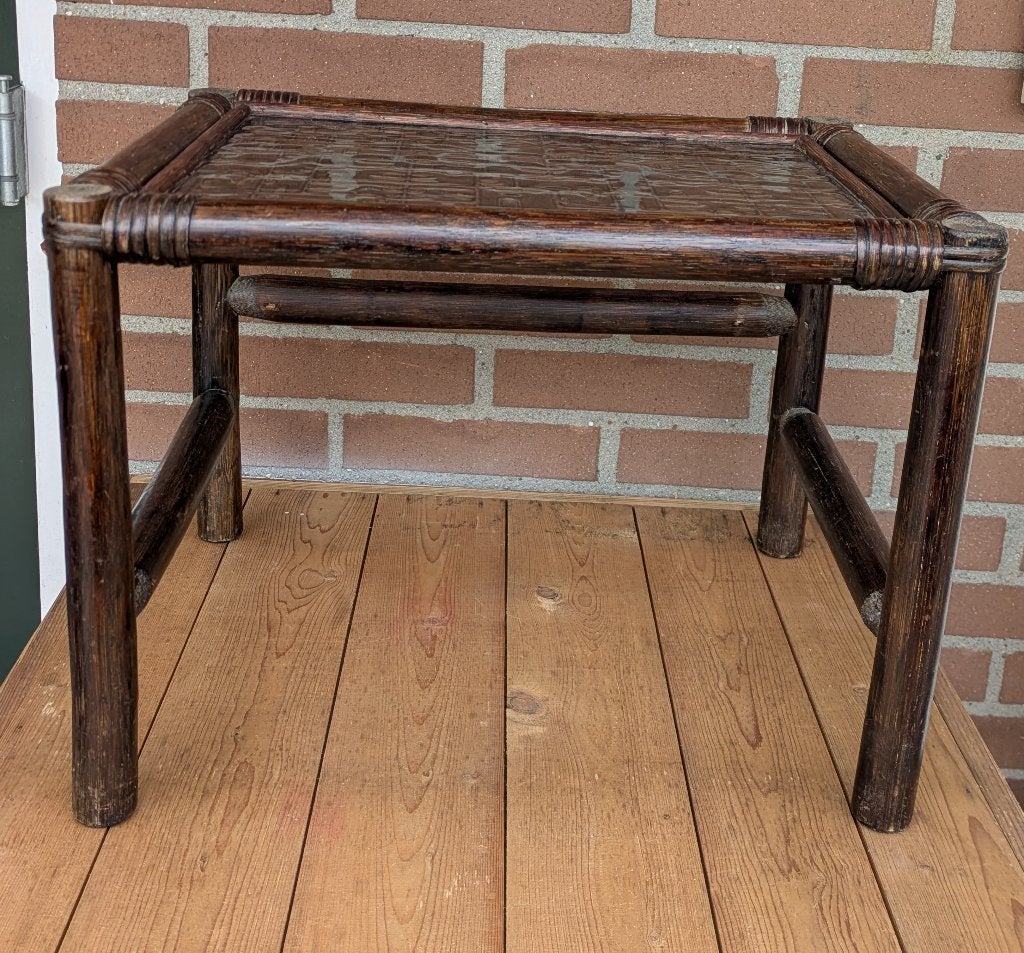 Vintage Bamboe/Manou bijzettafel 1970, Ophalen, Minder dan 55 cm, Vintage, Zo goed als nieuw