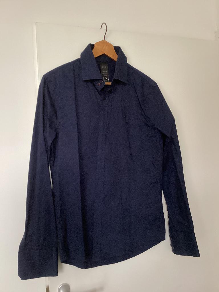 Cold Method donkerblauw overhemd maat M, Cold method, Blauw, Gedragen, Halswijdte 39/40 (M)