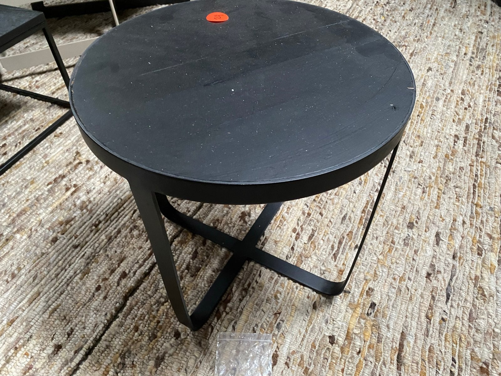 Bijzettafel 45x45 Zwart Mangohout, Ophalen, Minder dan 45 cm, Minder dan 55 cm, Rond