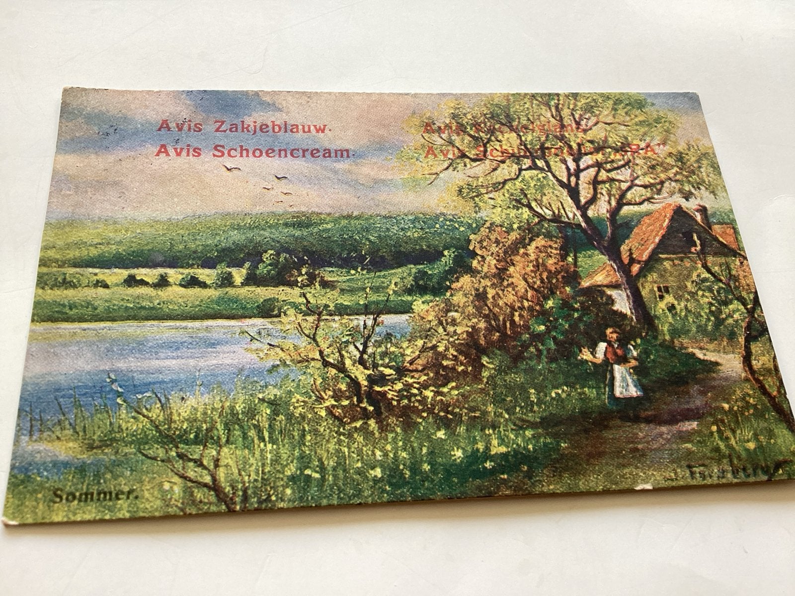 Reclame kaart Sommer' met reclame Avis Zakjeblauw 1910, Ophalen of Verzenden, Voor 1920, Gelopen