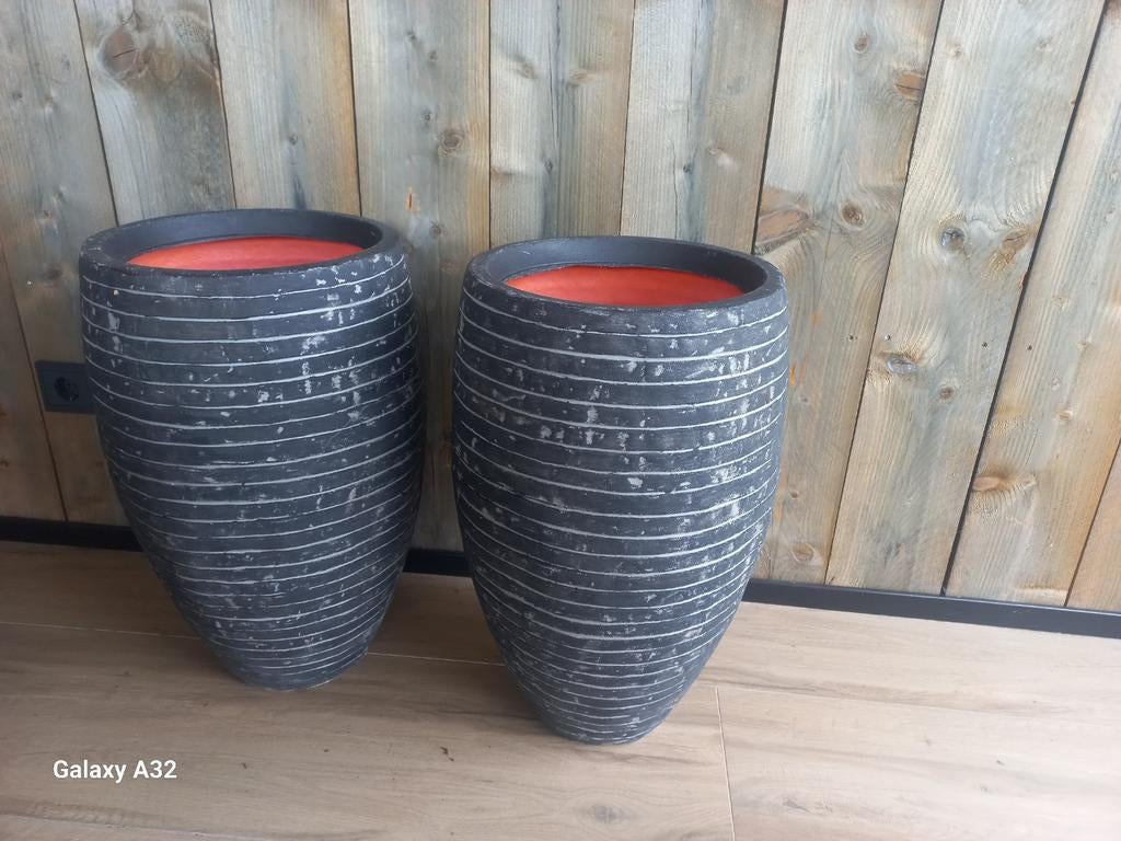 Capi potten 40x60 antraciet 2 stuks, Tuin en Terras, Bloempotten, Ophalen, Kunststof, 40 cm of meer, Rond