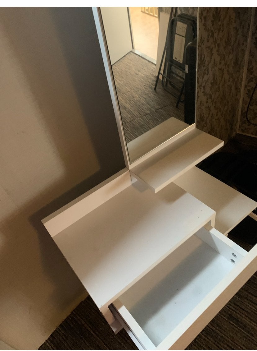 Witte spiegelkast met lade en planken, Ophalen, Gebruikt, 100 tot 150 cm, 50 tot 100 cm