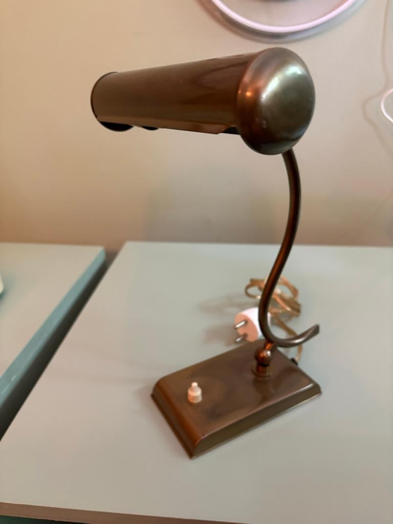 Vintage koperen bureaulamp / pianolamp, Ophalen