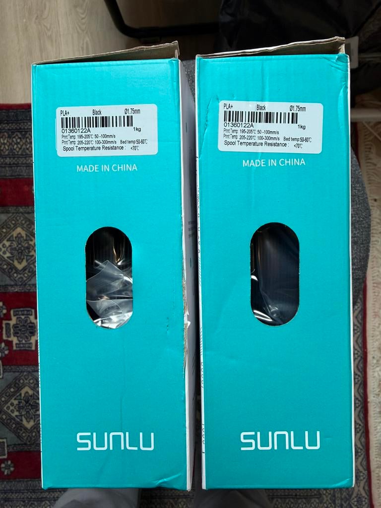 2x Sunlu PLA+ filament zwart op herbuikbare spoel, Computers en Software, 3D-printerbenodigheden, Ophalen of Verzenden, Nieuw