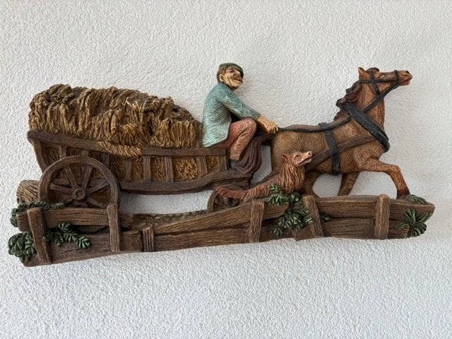 Wanddecoratie Paard en Wagen, Ophalen, 40 cm, Meerkleurig, Decoratieobject