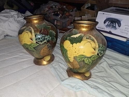 Set van 2 decoratieve vazen met fruitmotief, Ophalen of Verzenden