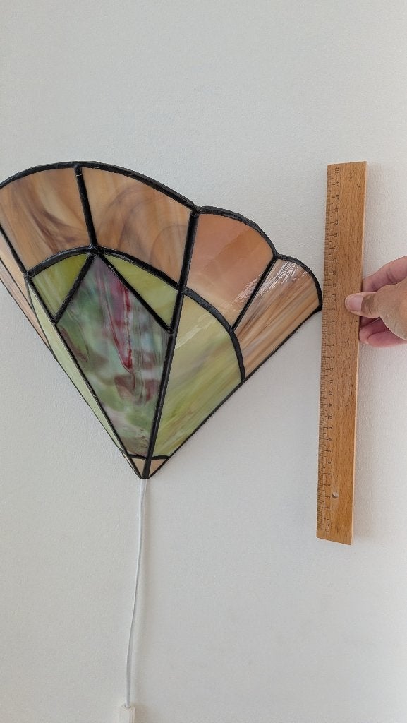 Sfeervolle Tiffany-stijl wandlamp / glas-in-lood waaiertje, Huis en Inrichting, Lampen | Wandlampen, Zo goed als nieuw, Glas, Wandlamp