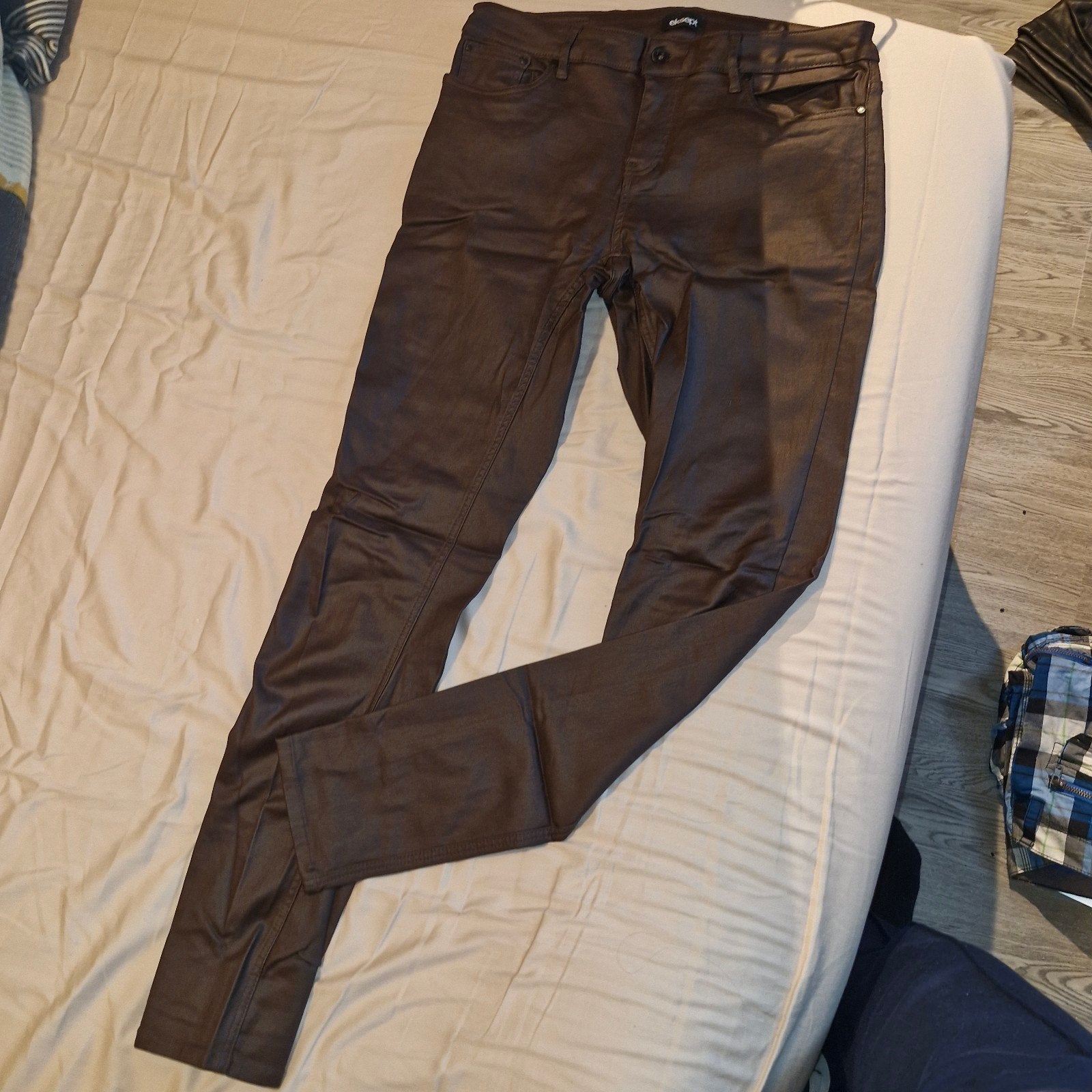 Nieuwe Eksept lederlook broek - donkerbruin, maat XL, Kleding | Dames, Bruin, Maat 46/48 (XL) of groter, Nieuw, Ophalen of Verzenden
