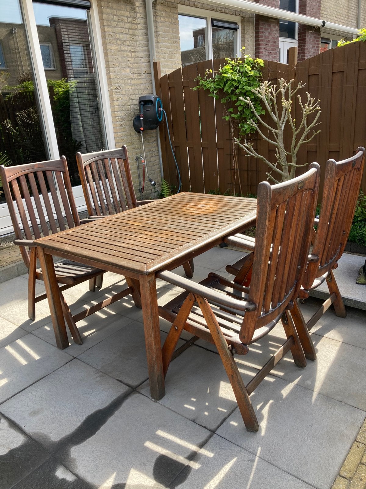 Hardhouten tuinset, Ophalen, 4 zitplaatsen, Gebruikt, Hardhout