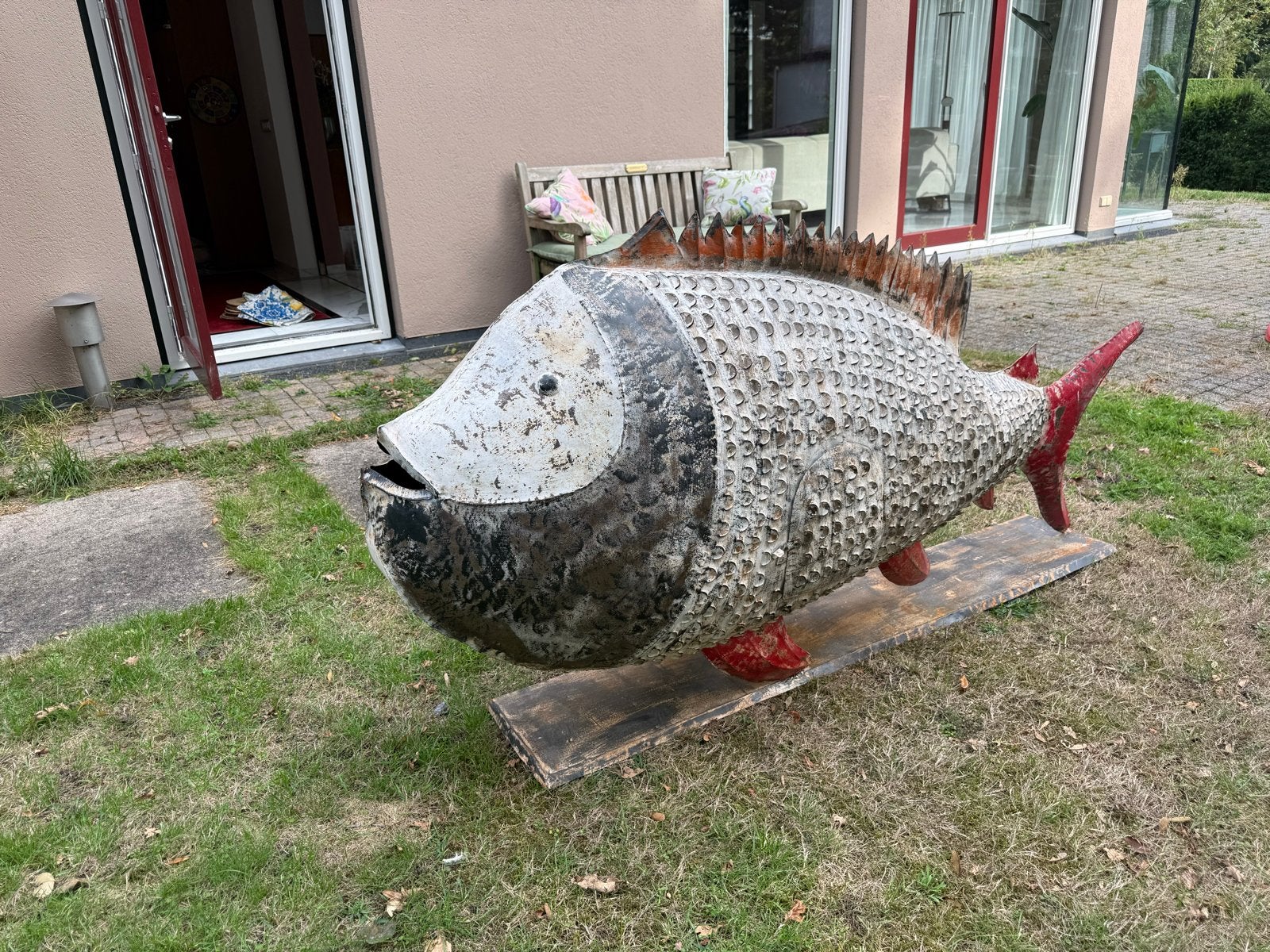 Grote decoratieve metalen vis met verlichtingsoptie, Ophalen, Zo goed als nieuw, Meerkleurig, Metaal