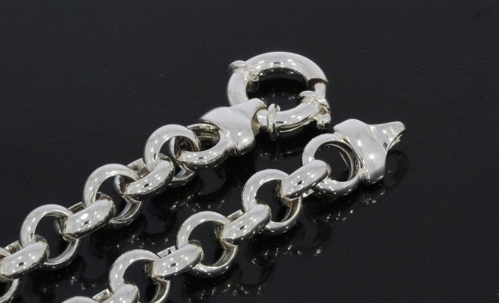 Jasseron nieuwe robuuste zilveren schakel armband dames, Voordeelsieraden, Nieuw, Ophalen of Verzenden, Met edelsteen