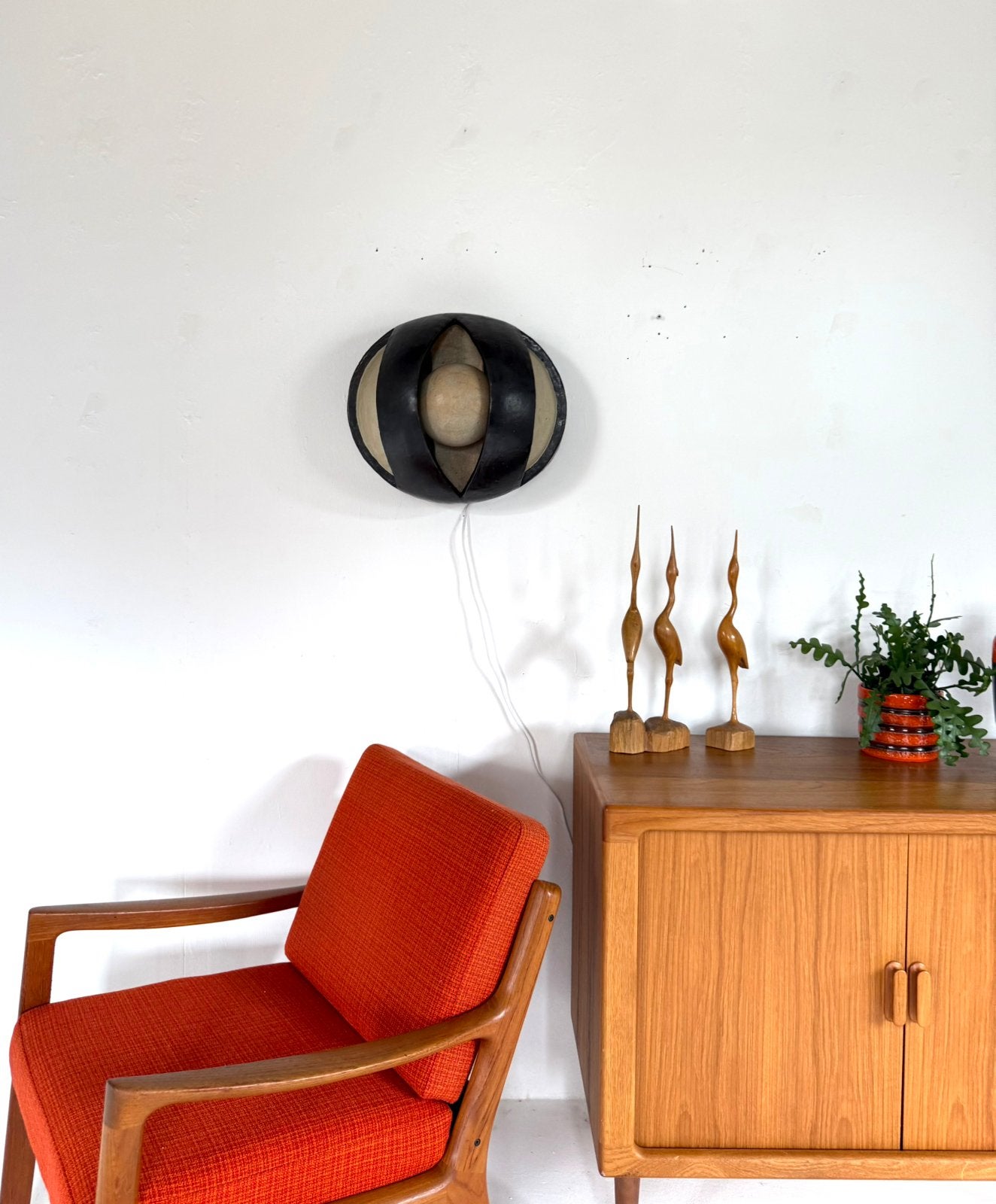 Vintage Brutalistische keramieken wandlamp, jaren ‘70, Gebruikt, Bruin, Keramiek, E14 (klein)