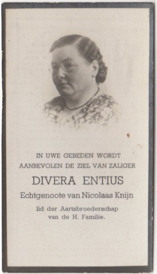 Divera Entius 1896 + 1942 Wervershoof, 46 jaar oud, Verzamelen, Ophalen of Verzenden