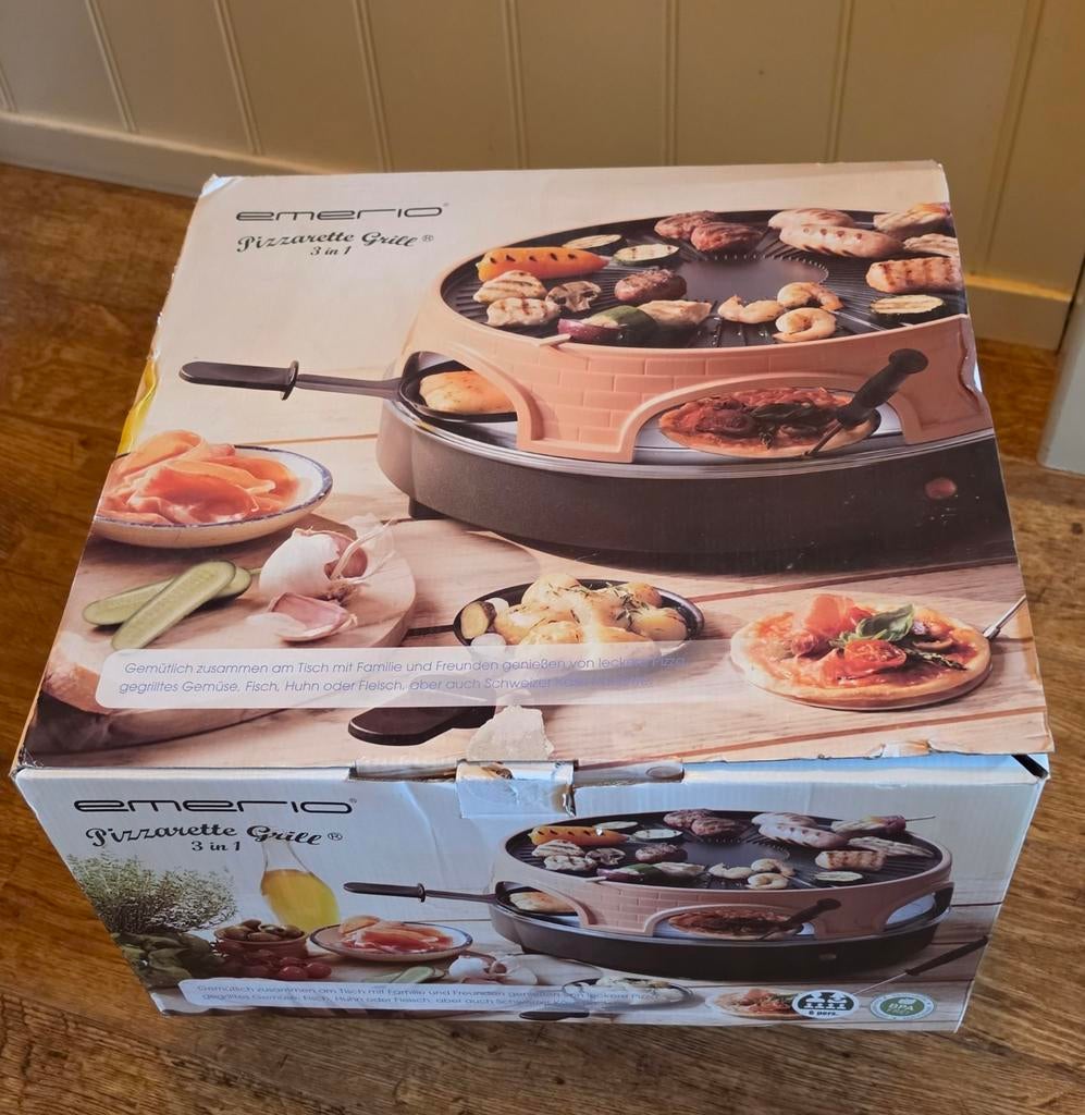 6 pers. Emerio Pizzarette Grille 3-in-1 - Nieuw in doos, Witgoed en Apparatuur, Gourmetstellen, Ophalen, Nieuw, 4 t/m 7 personen