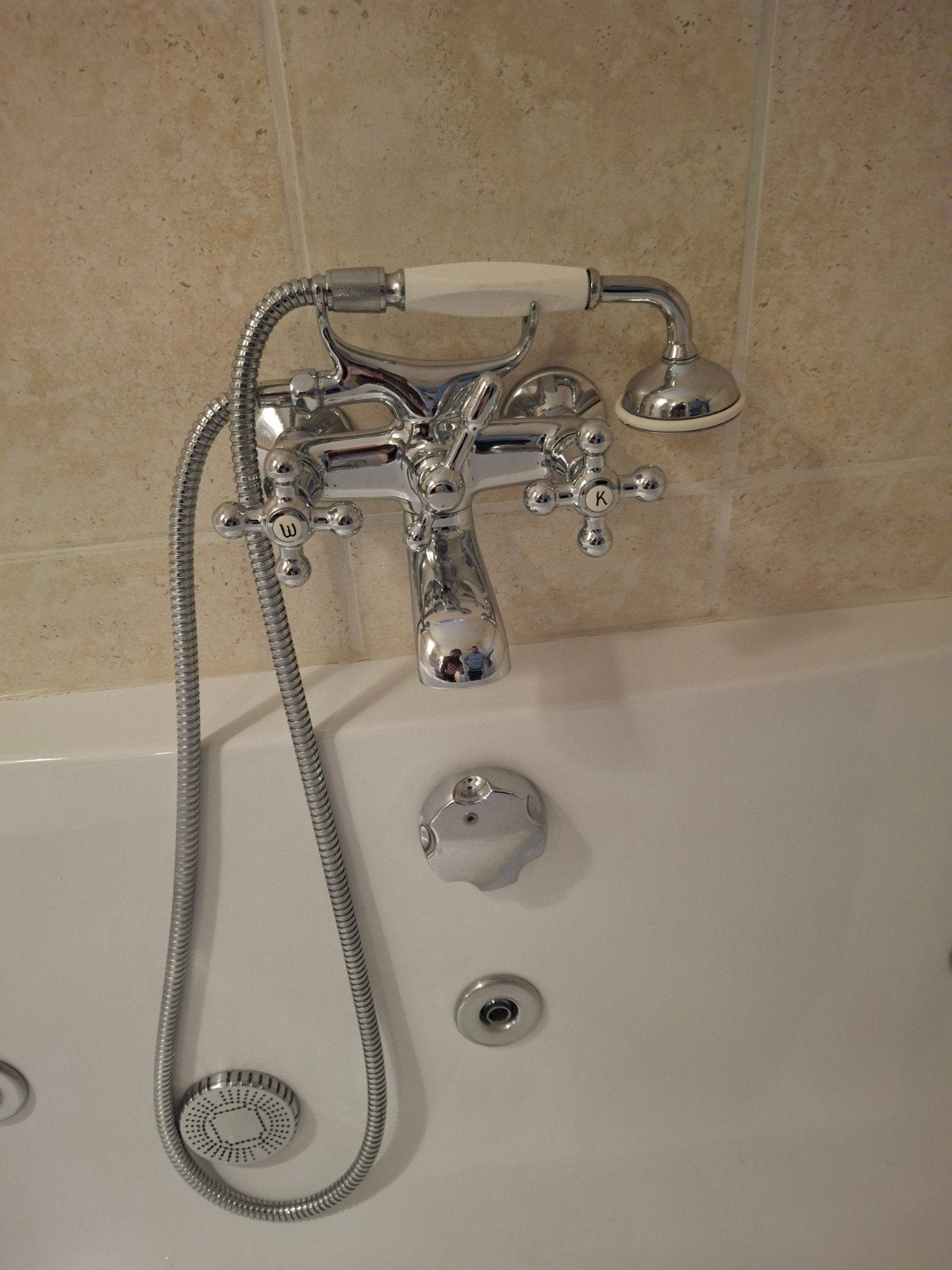 badkraan met douche kop, Ophalen of Verzenden, Zo goed als nieuw, Chroom, Kraan