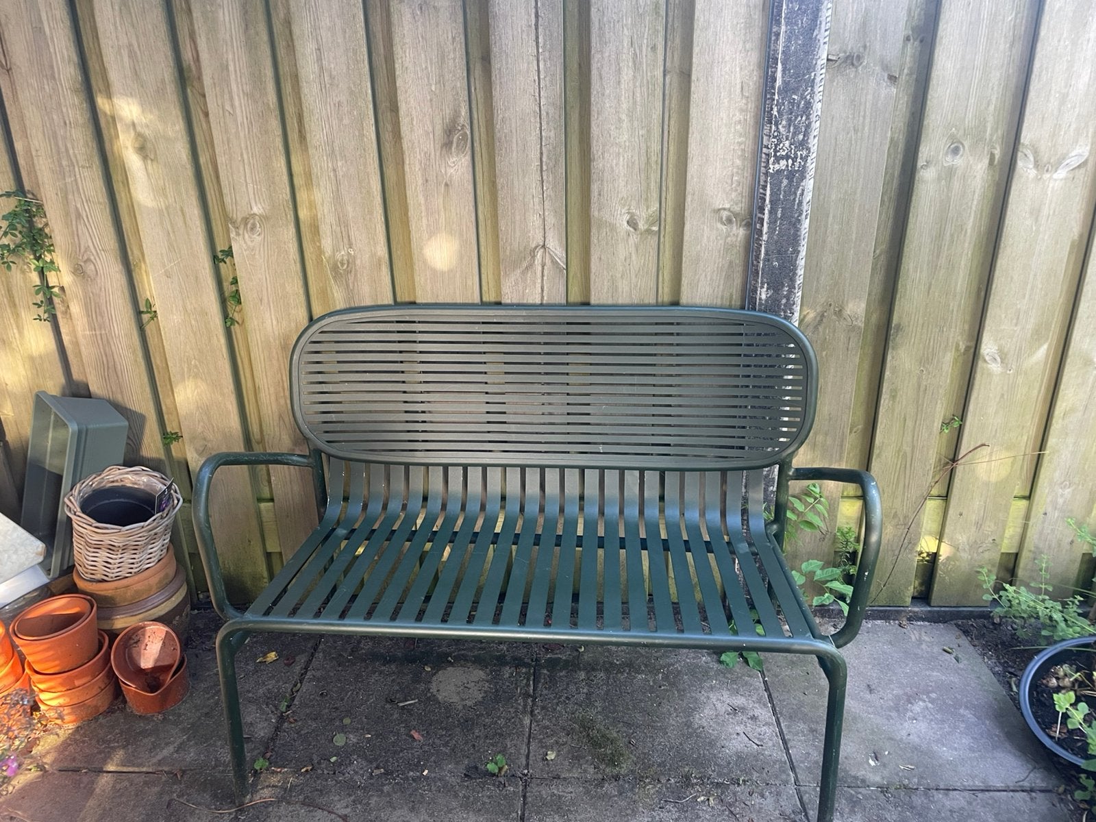Bank Petite Friture met armleuning Glass Green aluminium, Tuin en Terras, Ophalen, Gebruikt, Aluminium