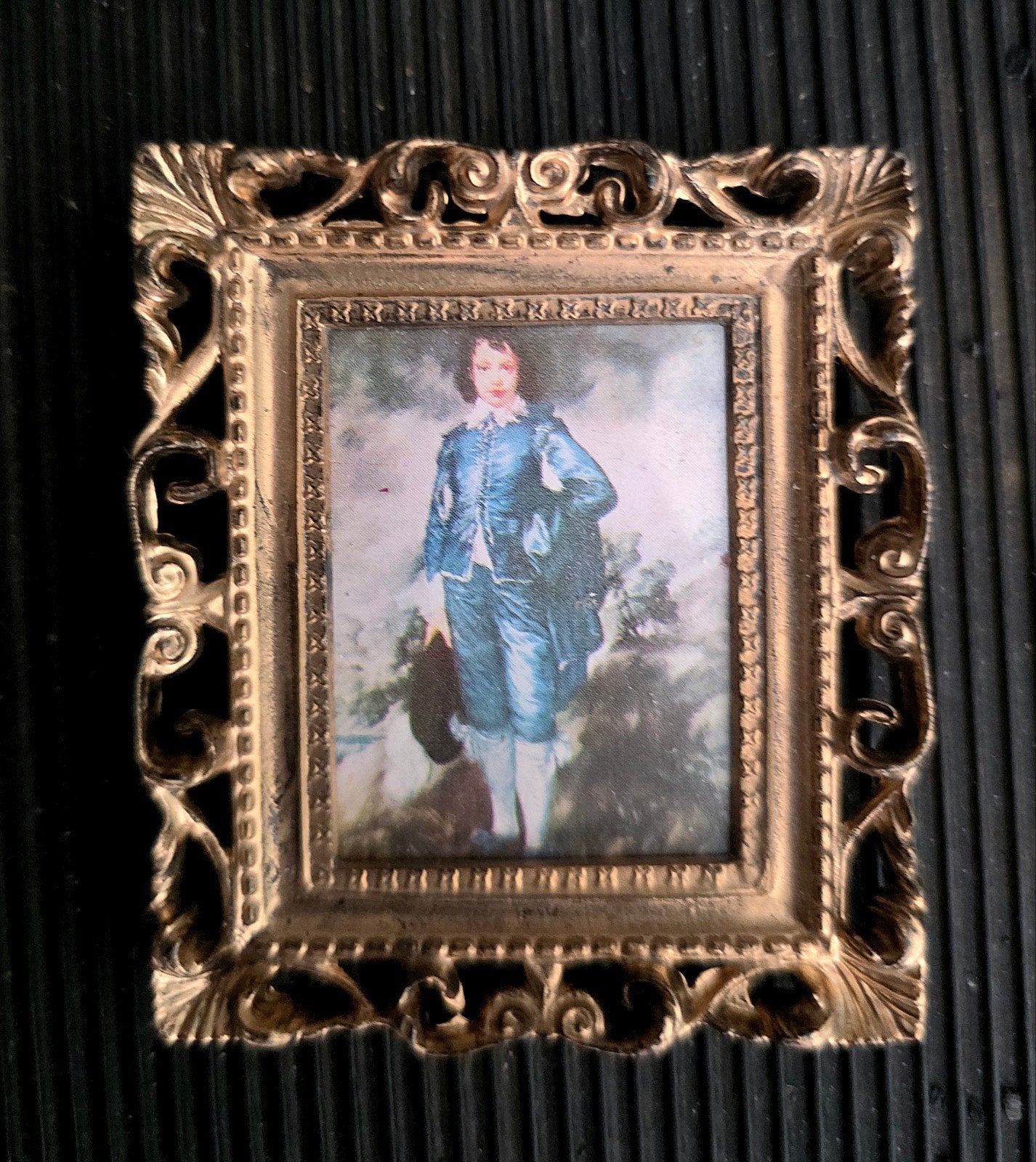 Retro nieuwe miniatuur fotolijst met Blue Boy Gainsborough, Ophalen of Verzenden